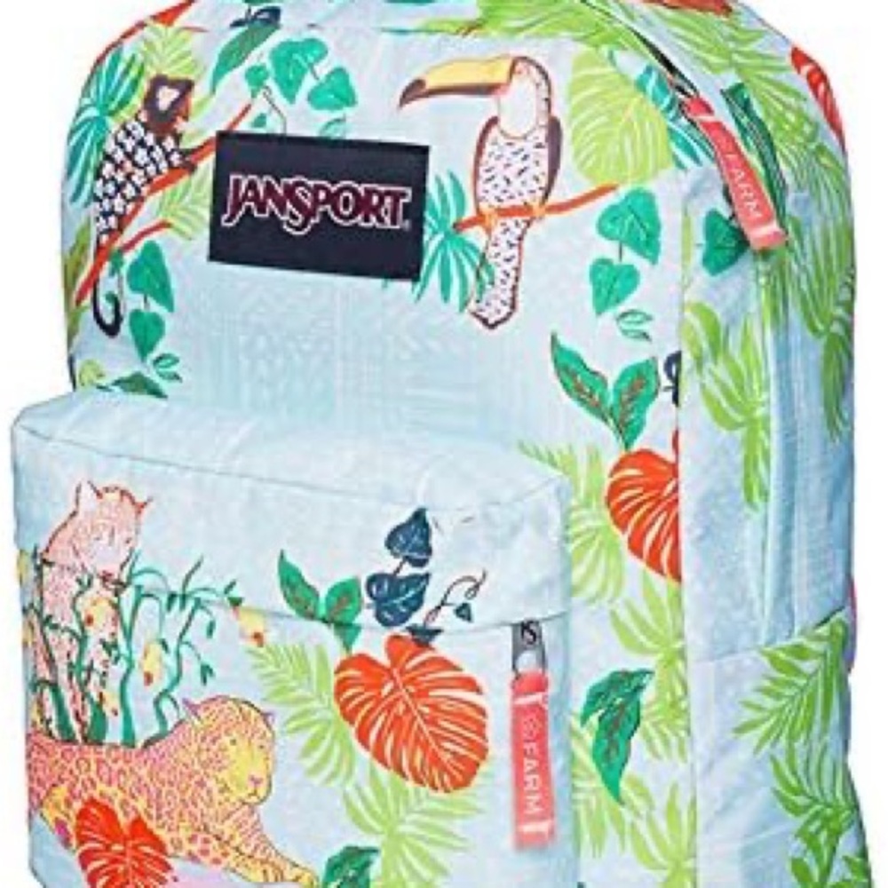 JanSport FARM RIO Tropical Print Backpack - Green and Orange limited edition